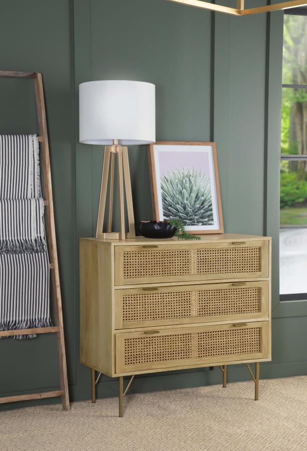 Zamora 3-drawer Wood Accent Cabinet with Woven Cane - Natural