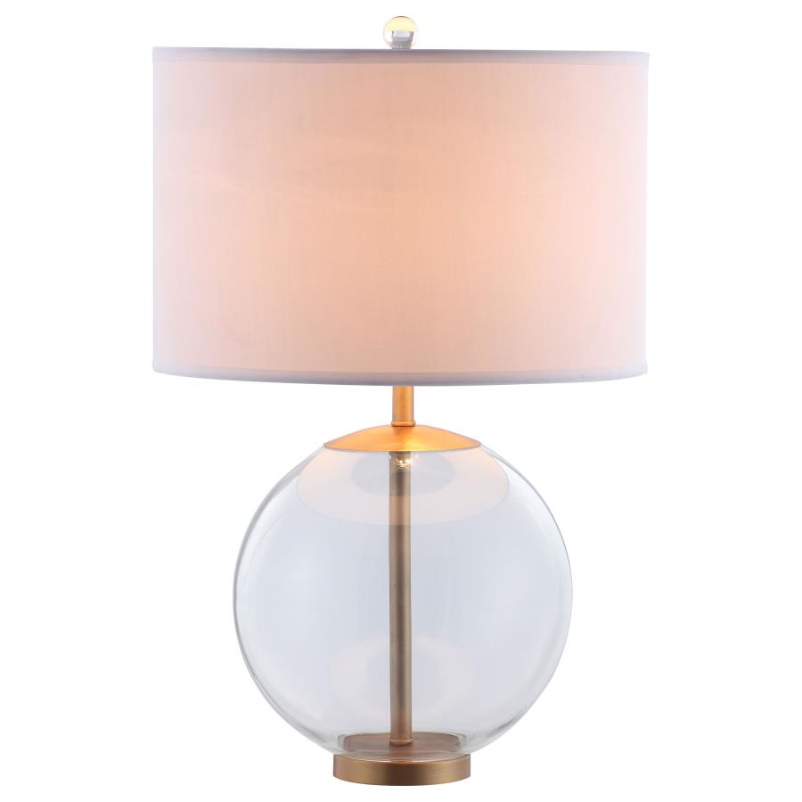 Kenny 27-inch Drum Shade Clear Glass Table Lamp - Brass