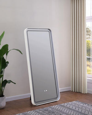 Glendora 32 x 71 Inch LED Standing Mirror BT Speakers - White