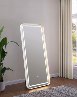 Glendora 32 x 71 Inch LED Standing Mirror BT Speakers - White