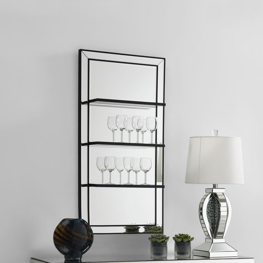 Oriel 24 x 47 Inch Rectangular 3-Shelf Wall Mirror - Silver