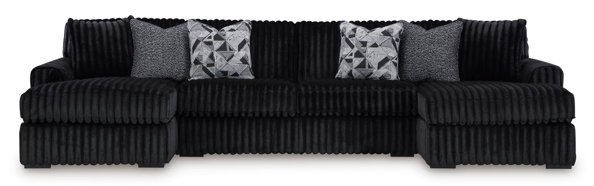 Midnight-Madness Double Chaise Sectional - Onyx