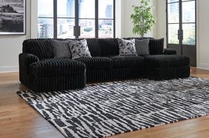 Midnight-Madness Double Chaise Sectional - Onyx