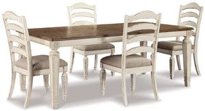 Realyn Dining Table & 4 Chairs - Antique White/Brown