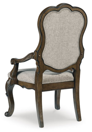 Maylee Dining UPH Arm Chair (2/CN) - Dark Brown