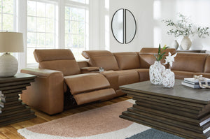 Magic Man 6-Piece Power Reclining Sectional with Console - Caramel