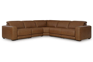 Magic Man 5-Piece Power Reclining Sectional - Caramel