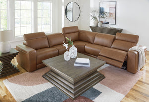 Magic Man 5-Piece Power Reclining Sectional - Caramel