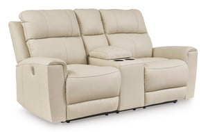 Dahlmoore Reclining Power Loveseat w/Console - Almond