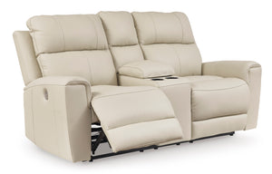 Dahlmoore Reclining Power Loveseat w/Console - Almond