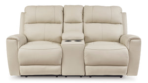 Dahlmoore Reclining Power Loveseat w/Console - Almond