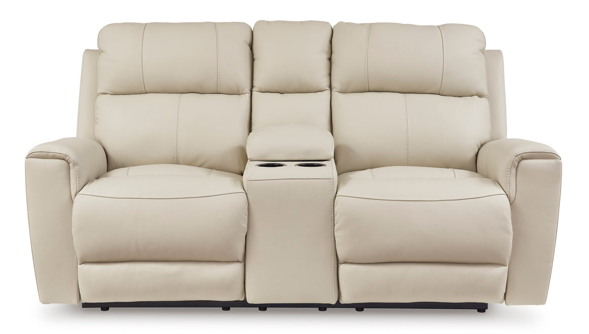 Dahlmoore Reclining Power Loveseat w/Console - Almond