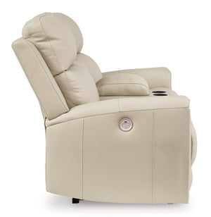 Dahlmoore Reclining Power Loveseat w/Console - Almond