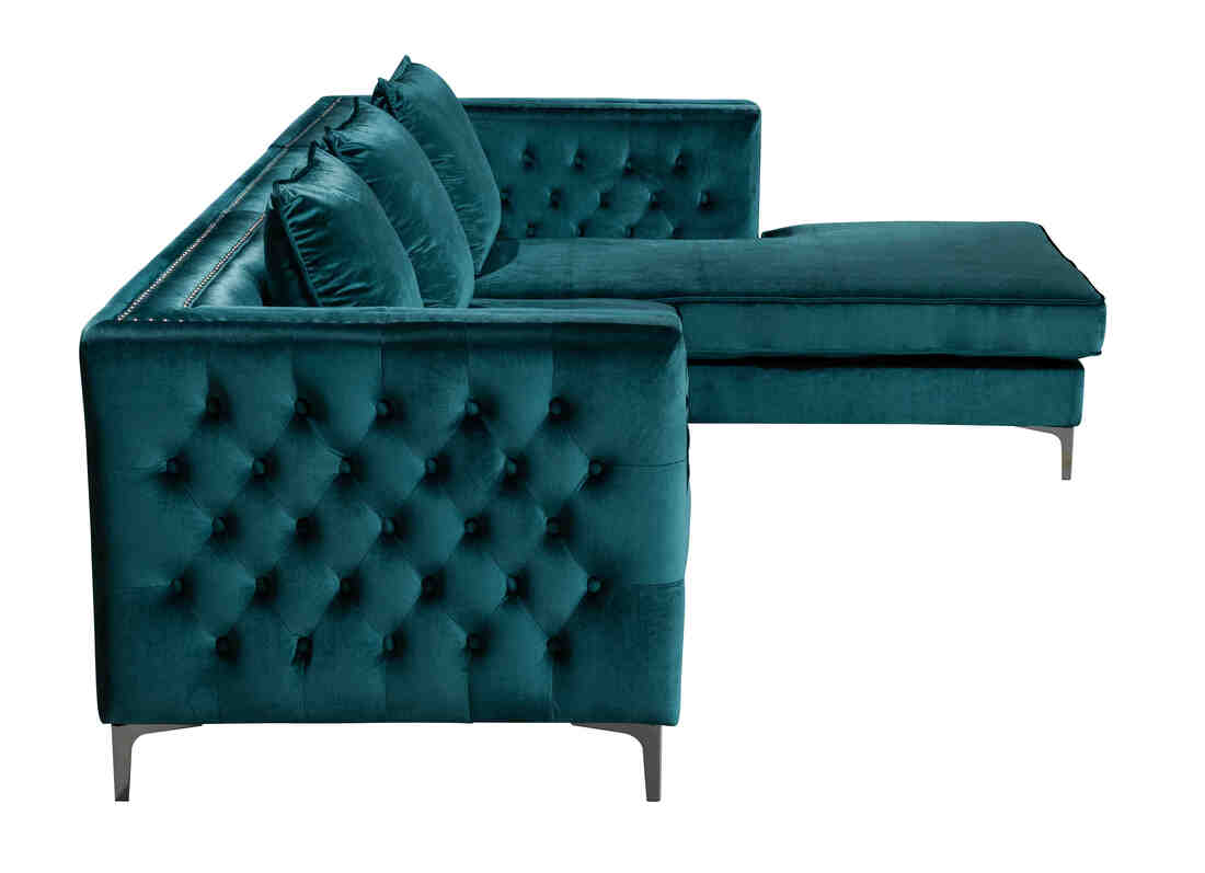 Ava Sectional - Teal Velvet