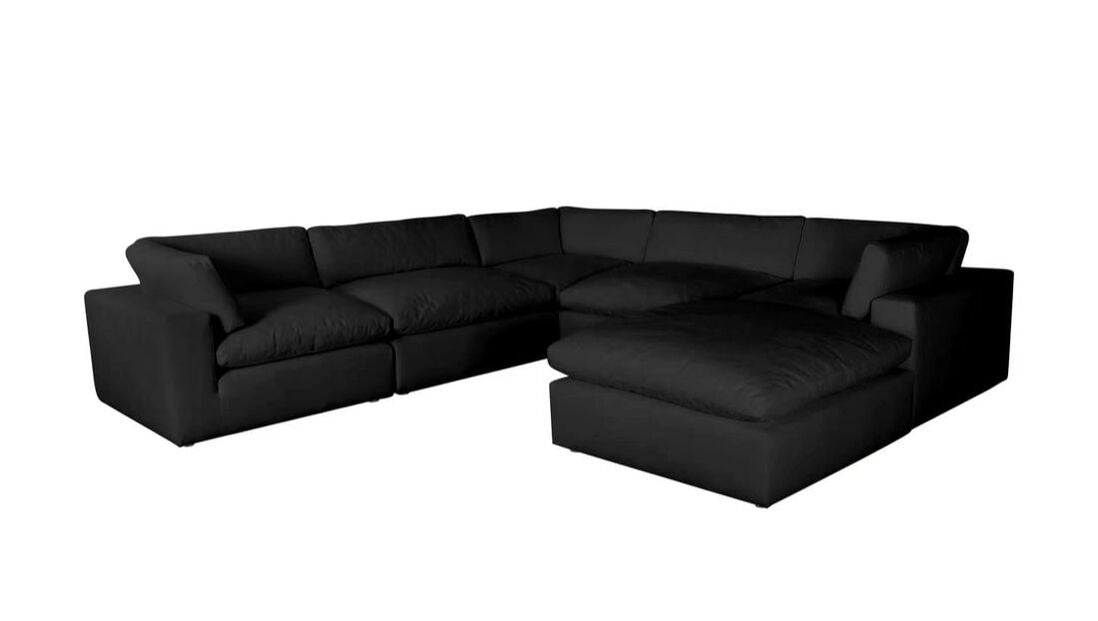 XL CLOUD Sectional + Ottoman Set - Black