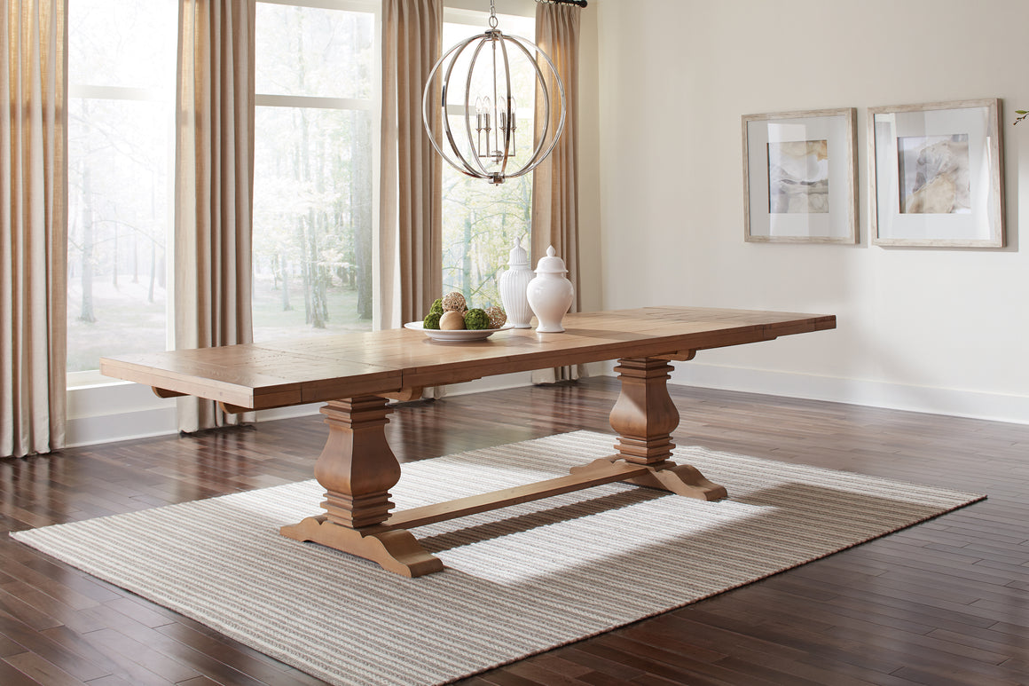 Florence 126-inch Extension Dining Table - Rustic Honey