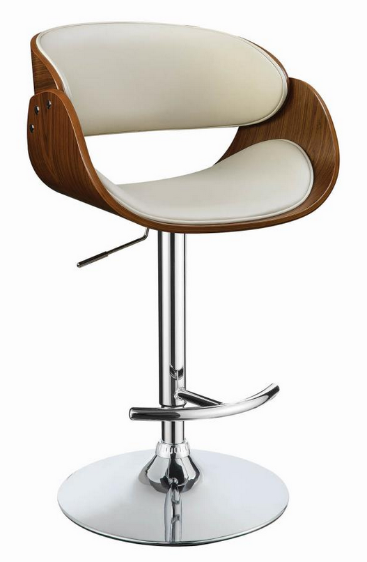 Dana Adjustable Bar Stool - Ivory and Chrome